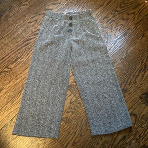 Zara Girls Gray Herringbone Wide Leg Cropped Pants Size 10